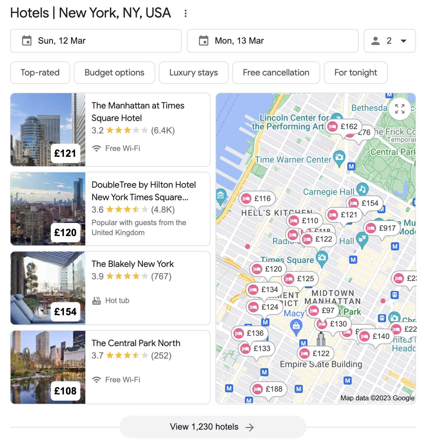 Google – Hotel Pack SERP Feature