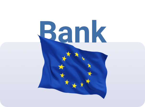 Image of the EU flag accompanying a case study about a European bank increasing visibility and authority for high-value financial queries using Pi.