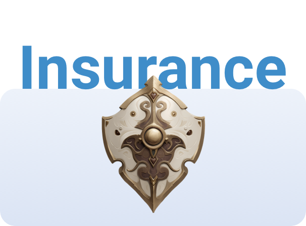 Shield-style emblem representing insurance products, used with a case study highlighting double-digit growth in organic visibility for an insurance brand.